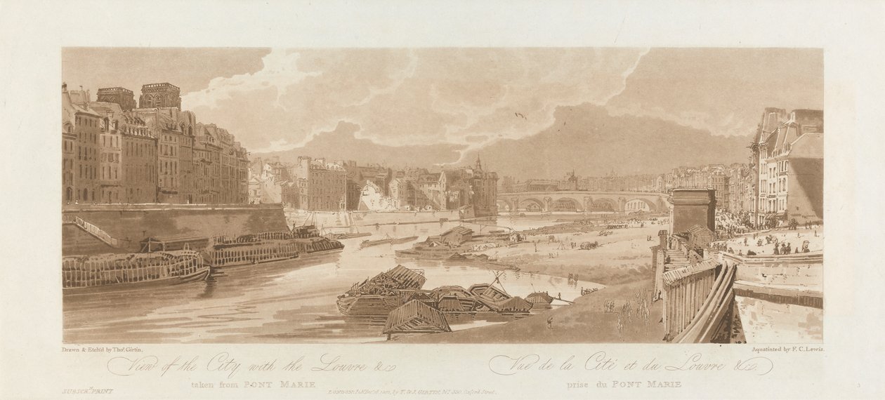 منظر للمدينة مع متحف اللوفر. 1802 ؛ اللوحة 3 من آراء في باريس ، مجلد إيمانويل بواسطة بعد توماس جيرتن