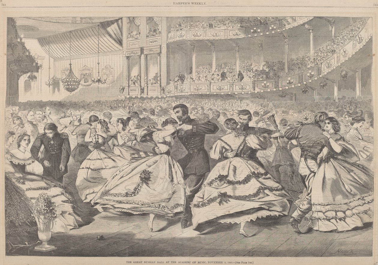 الكرة الروسية العظيمة في أكاديمية الموسيقى ، 5 نوفمبر 1863 بواسطة وينسلو هومر