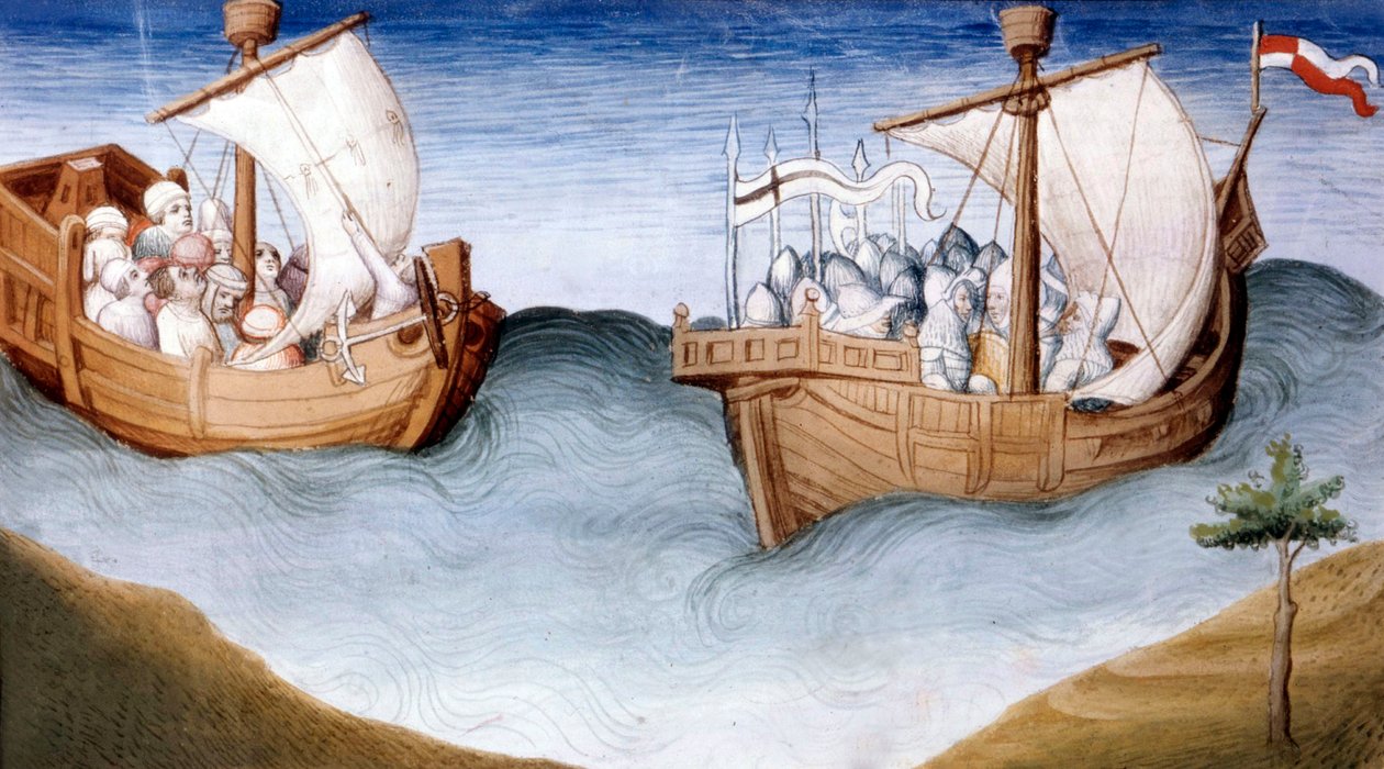 الأب 2810 ، أسطول الصليبيين ، من ليفر دي ميرفيل ، 1410-12 (درجة الحرارة على الرق) بواسطة وورشة عمل Boucicaut ماجستير