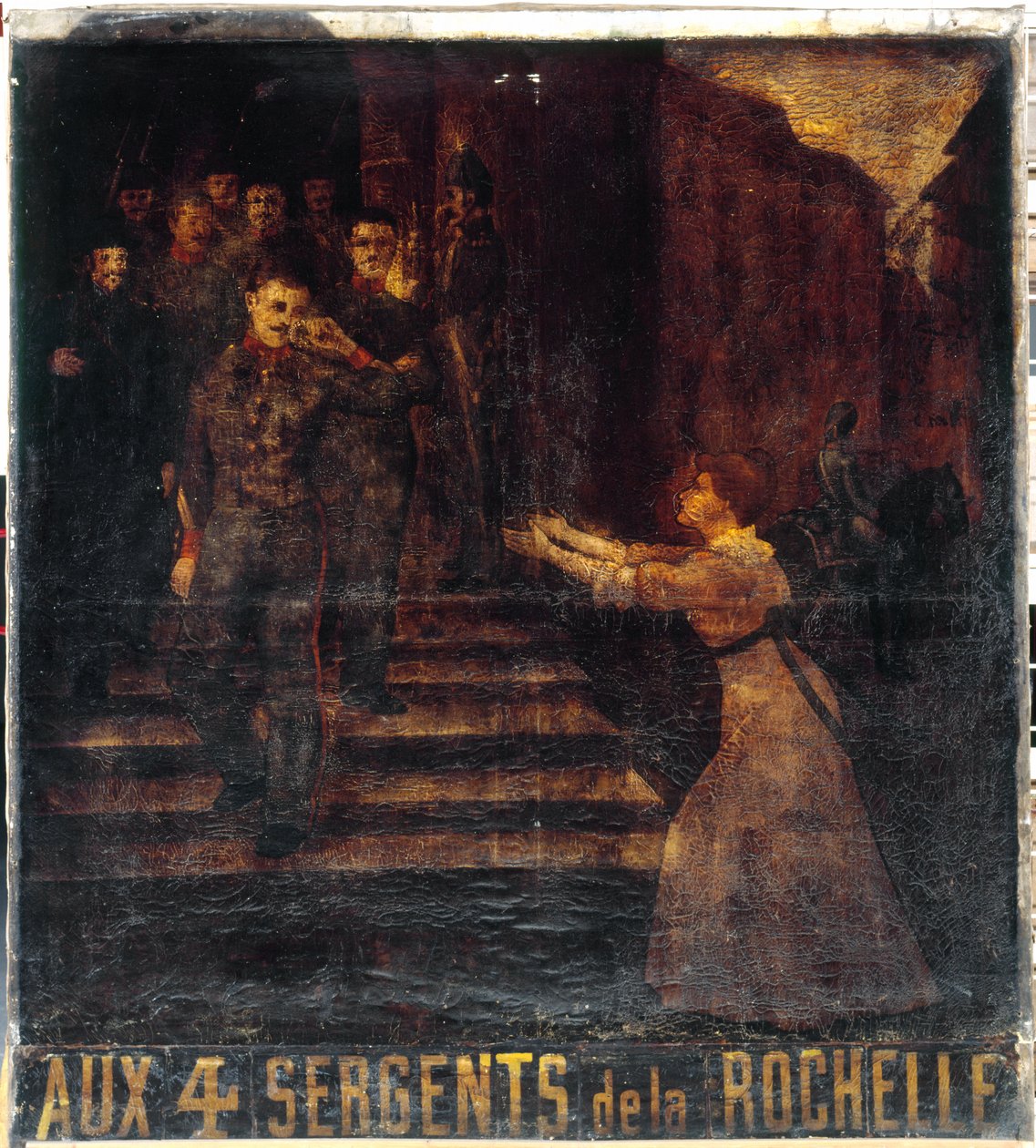 الفرنسية: Aux quatre sergents de La Rochelle (II). علامة صاحب الحانة 3، جادة بومارشيه، الدائرة 11، باريس بواسطة مجهول