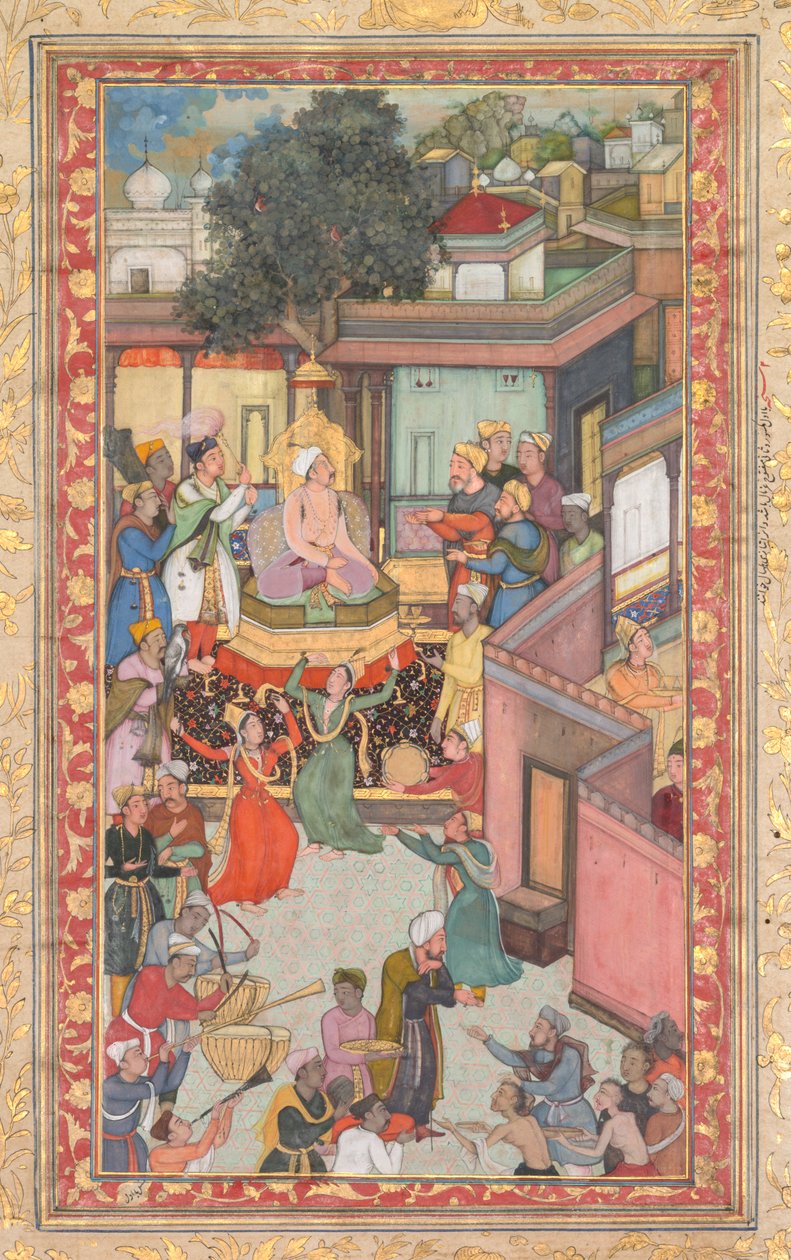 حفل ختان لأبناء أكبر ، رسم 126 من أكبر ناما (كتاب أكبر) لأبي الفضل (هندي ، 1551-1602) بواسطة ينسب إلى دارام داس
