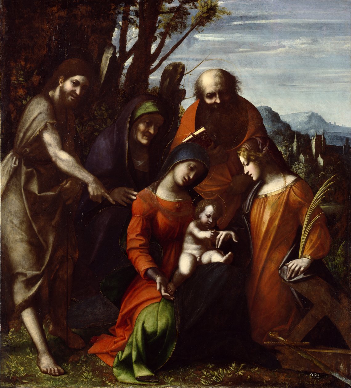 الزواج الصوفي لسانت كاترين ، 1510-14 (رسم على لوح خشبي) بواسطة أنطونيو دا كوريجيو