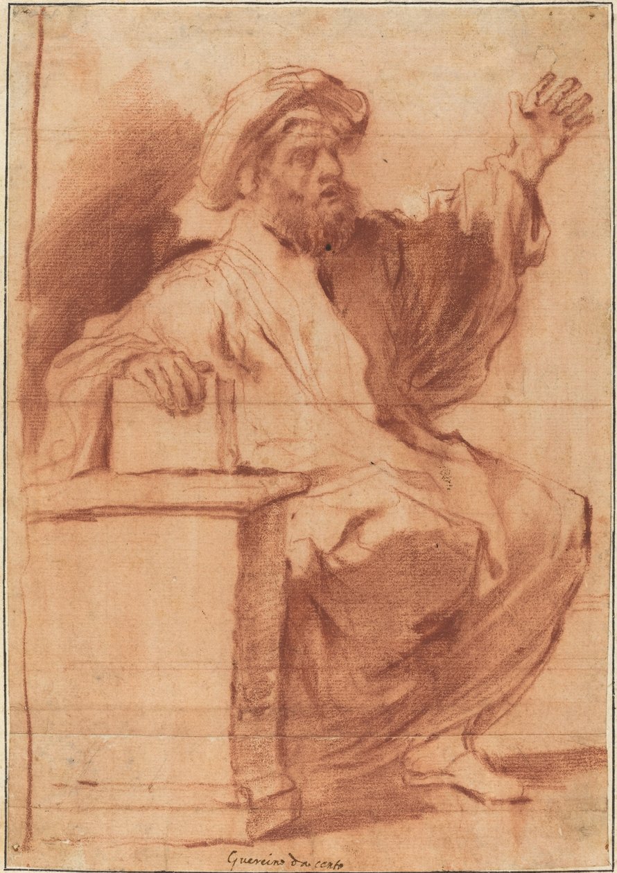 نبي جالس بواسطة يسمى Guercino تابع لـ Giovanni Francesco Barbieri