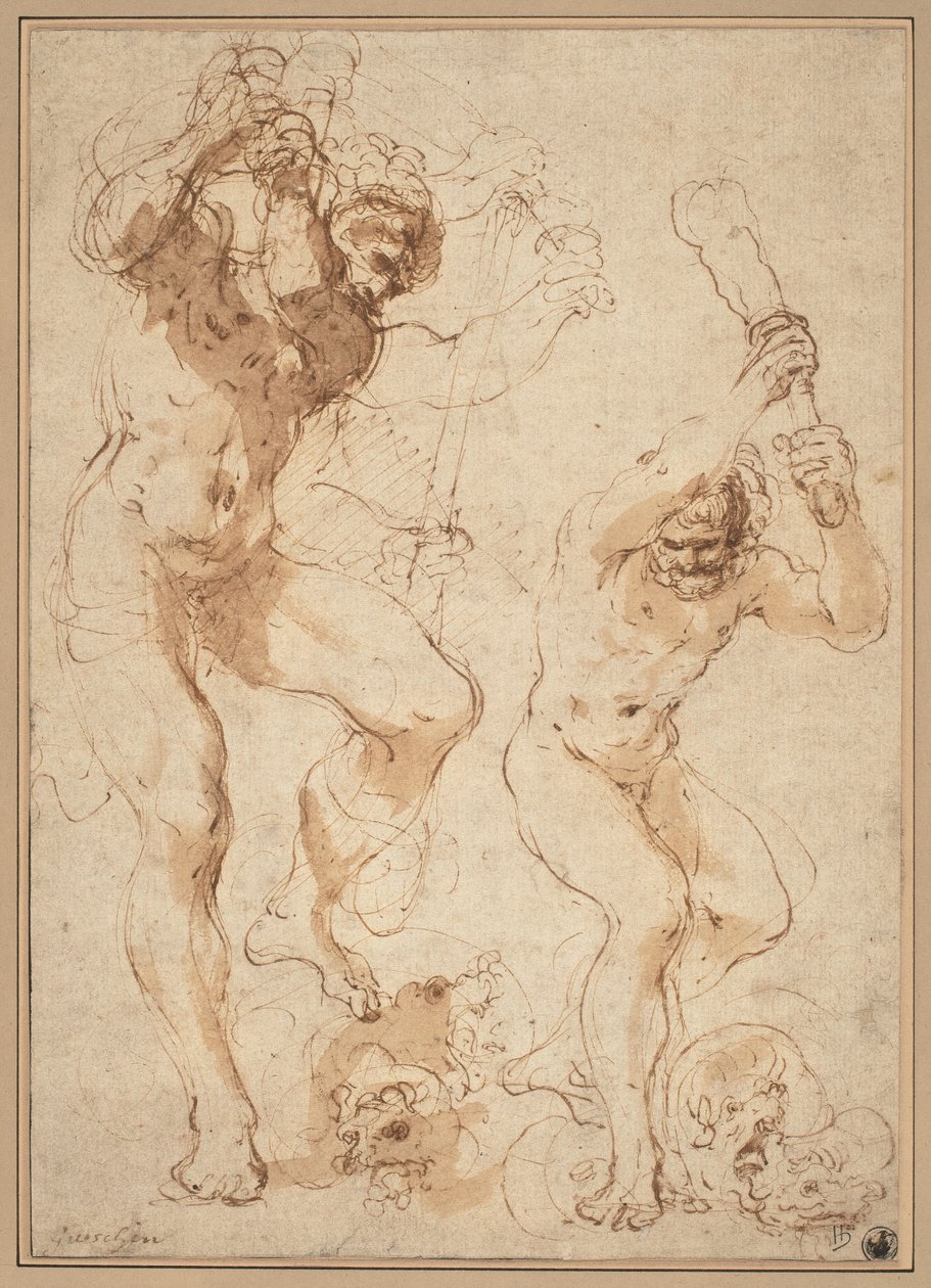 هرقل يذبح الهيدرا بواسطة يسمى Guercino Giovanni Francesco Barbieri