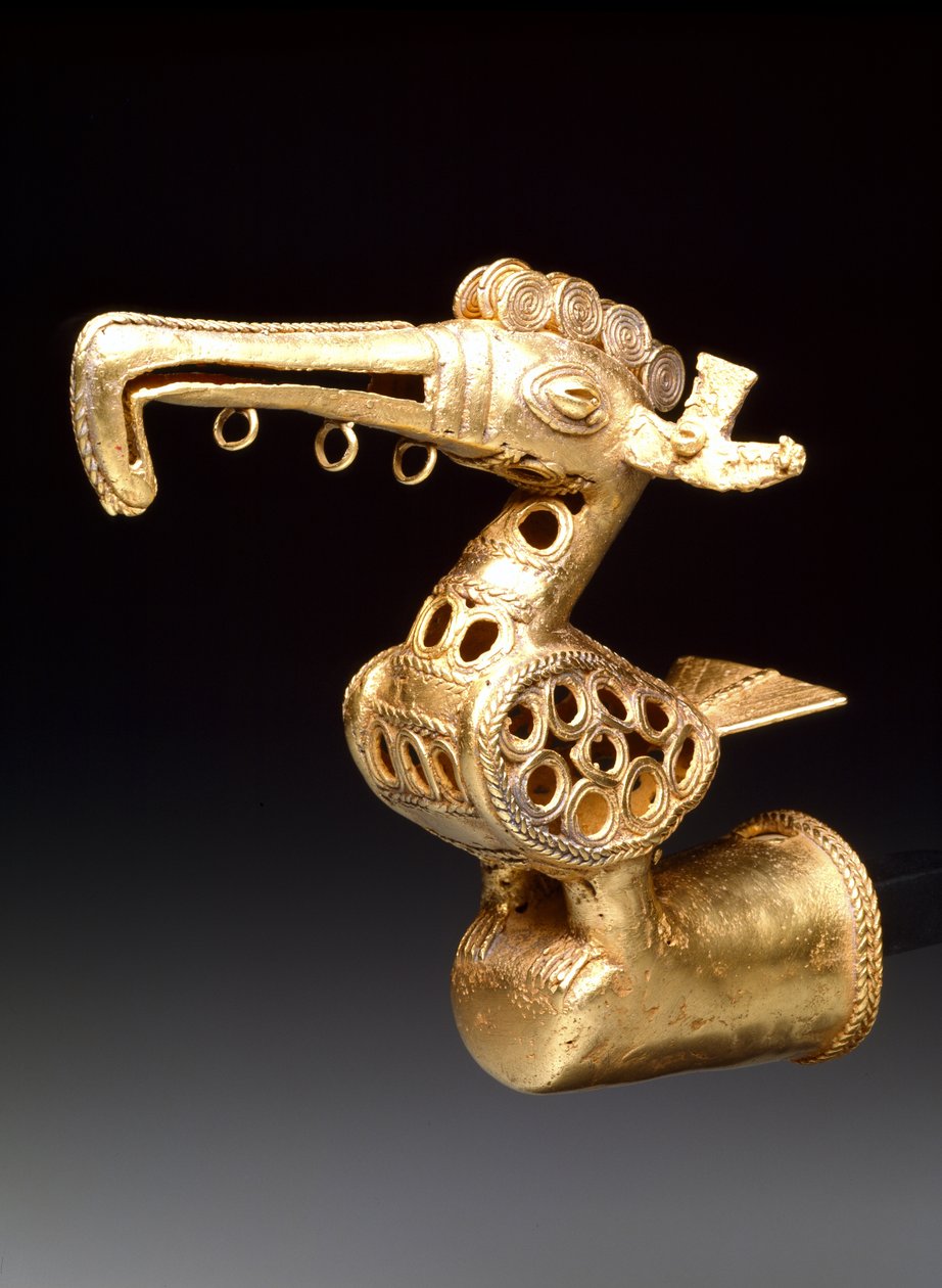 نهاية على شكل طائر ، حوالي 500-1500 (ذهبي) بواسطة ثقافة Zenú