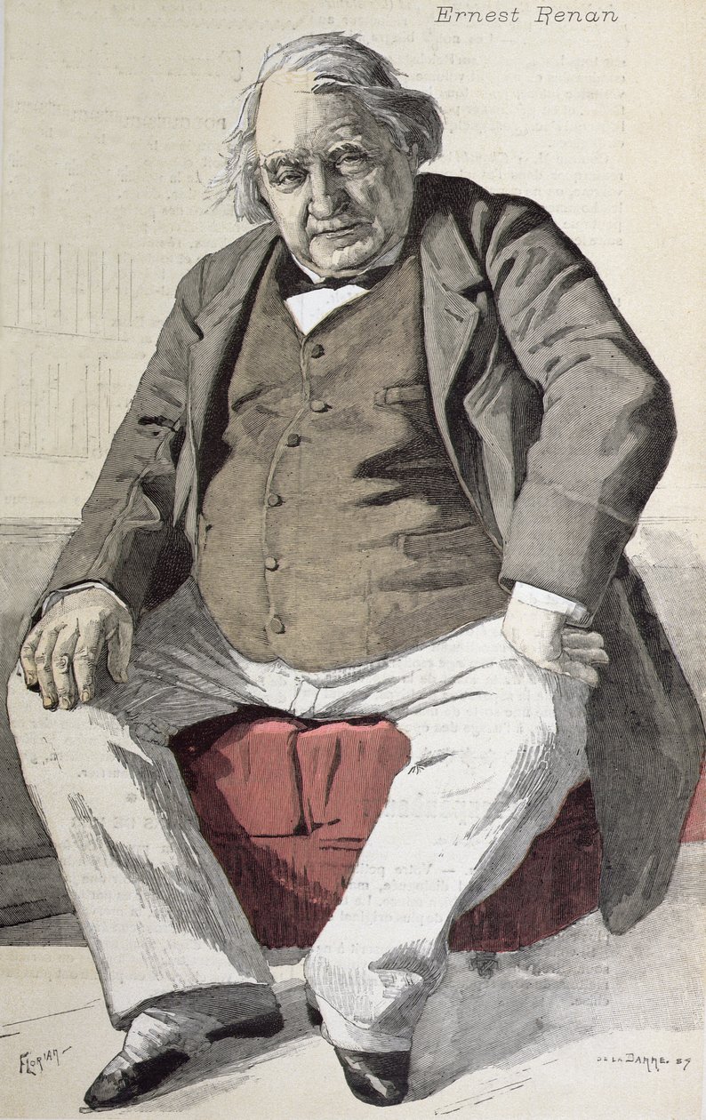 صورة لإرنست رينان (1823-1892) ، من "لا ريفو إيلوستري" ، نقشها فلوريان ، 15 يوليو 1887 (نقش الألوان) بواسطة de la barre