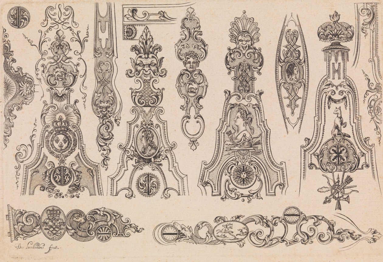 اللوحة الثالثة من Nouveavx Desseins D'Arquebvseries ، كاليفورنيا. 1705-30. بواسطة دي لا كولومب