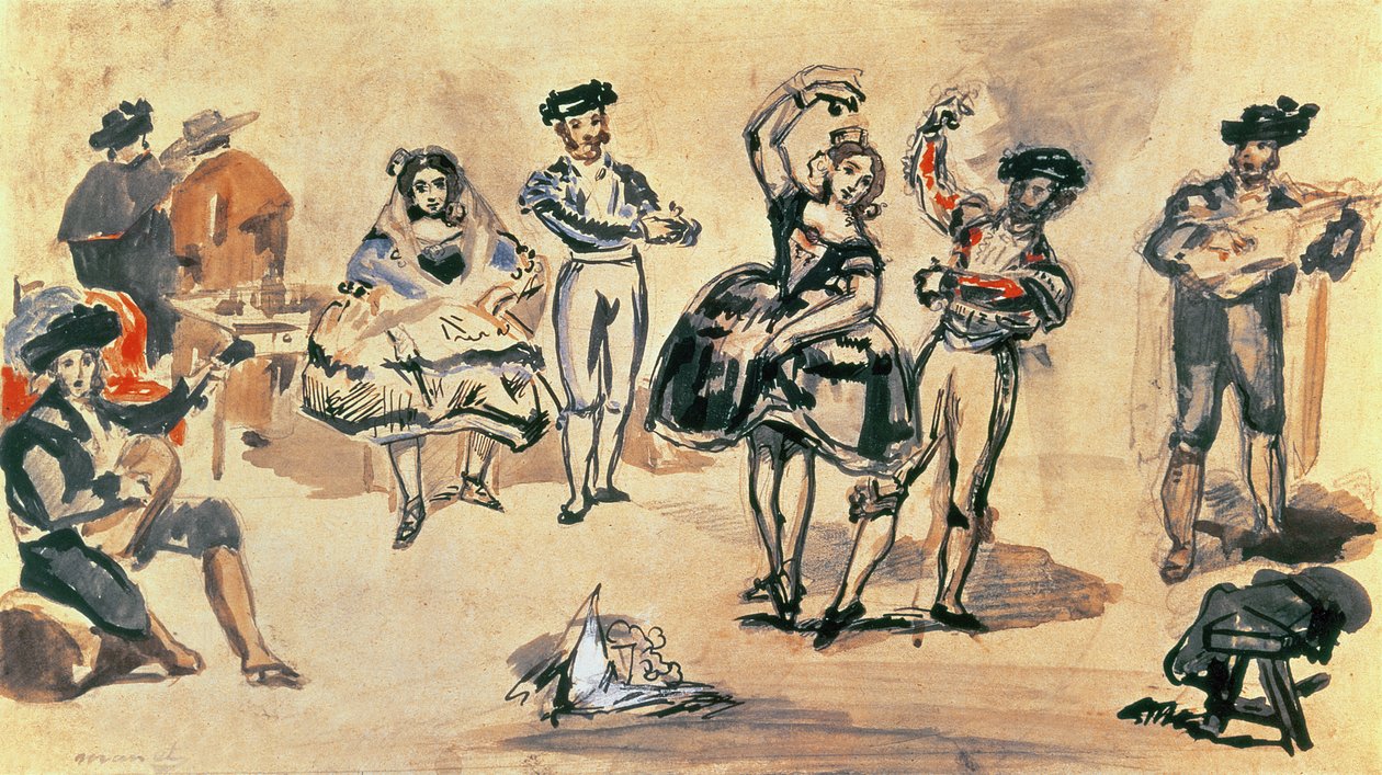 الراقصات الإسبان ، 1862 (مرحاض ، قلم رصاص وحبر) بواسطة إدوارد مانيه