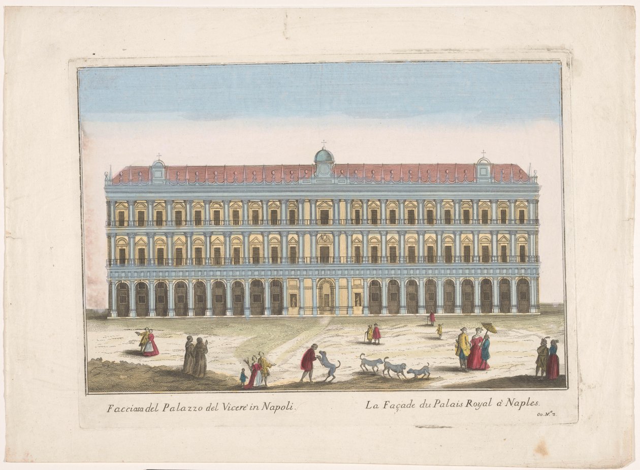 منظر لـ Palazzo Reale في نابولي Facciata del palazzo del vicere في نابولي (العنوان على الكائن) بواسطة عائلة Remondini (منسوبة إلى)