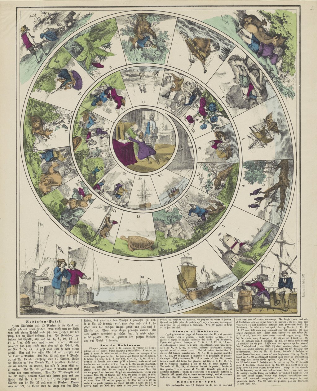 Robinson-Spiel / Jeu de Robinson / Giuoco al Robinson / Robinson-spel (العنوان على الكائن) بواسطة شركة جوزيف شولز