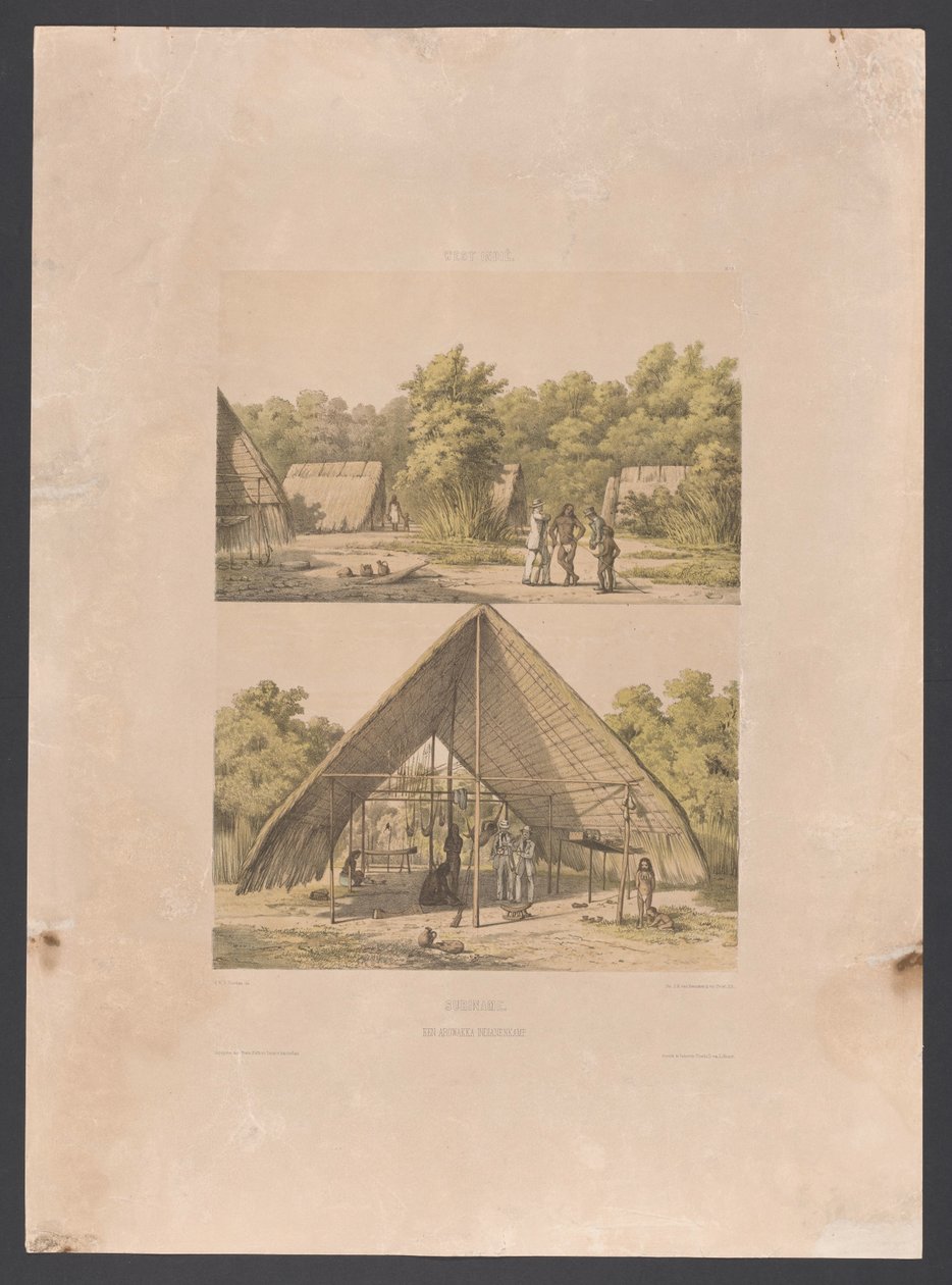 مخيم أراواك في سورينام سورينام. معسكر Arowakka الهندي (العنوان على الكائن) جزر الهند الغربية (عنوان السلسلة على الكائن) Gezigten uit Neerland