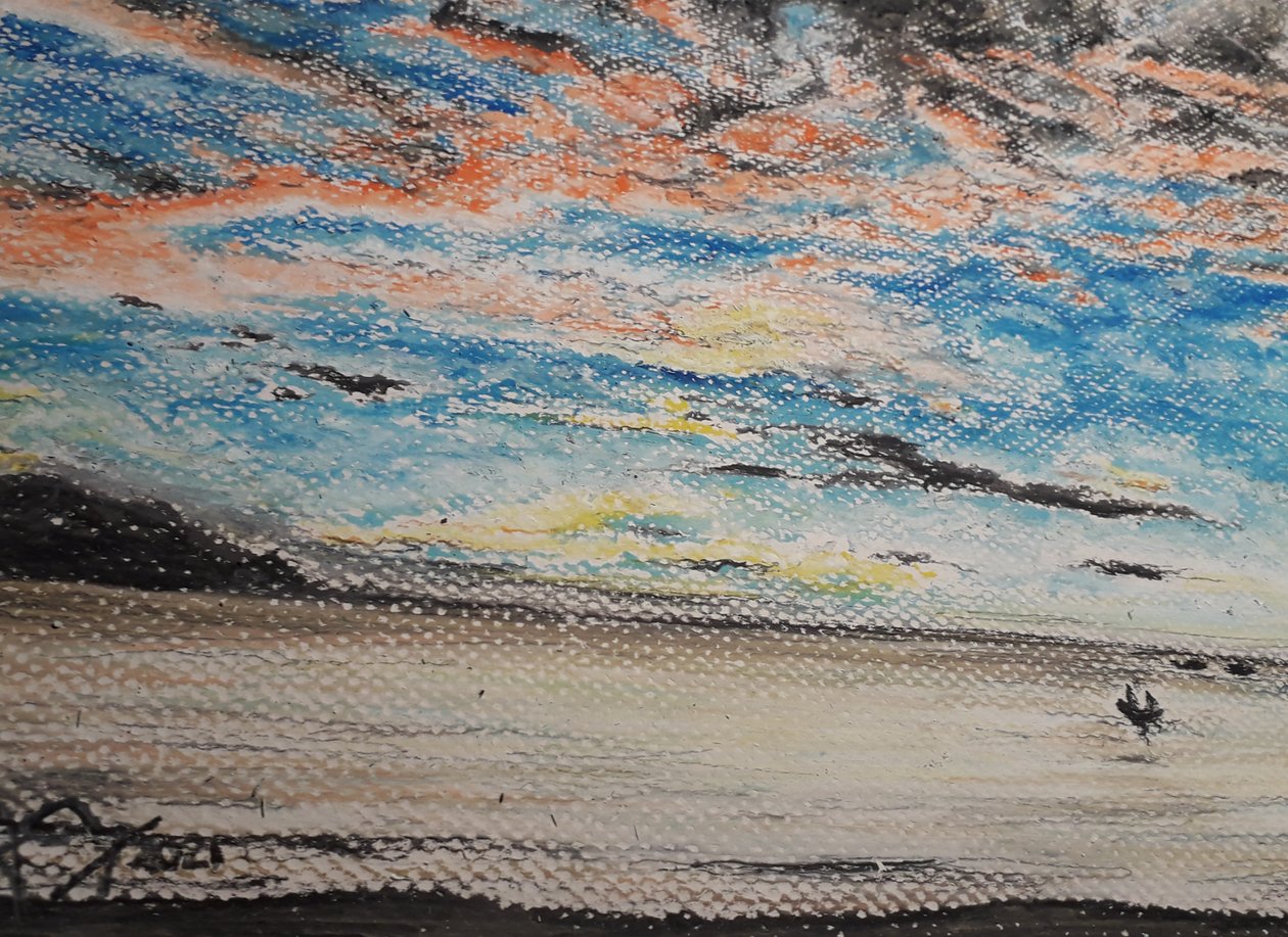 غروب الشمس في مدينة بلايا بواسطة miguelmendez_art.ve
