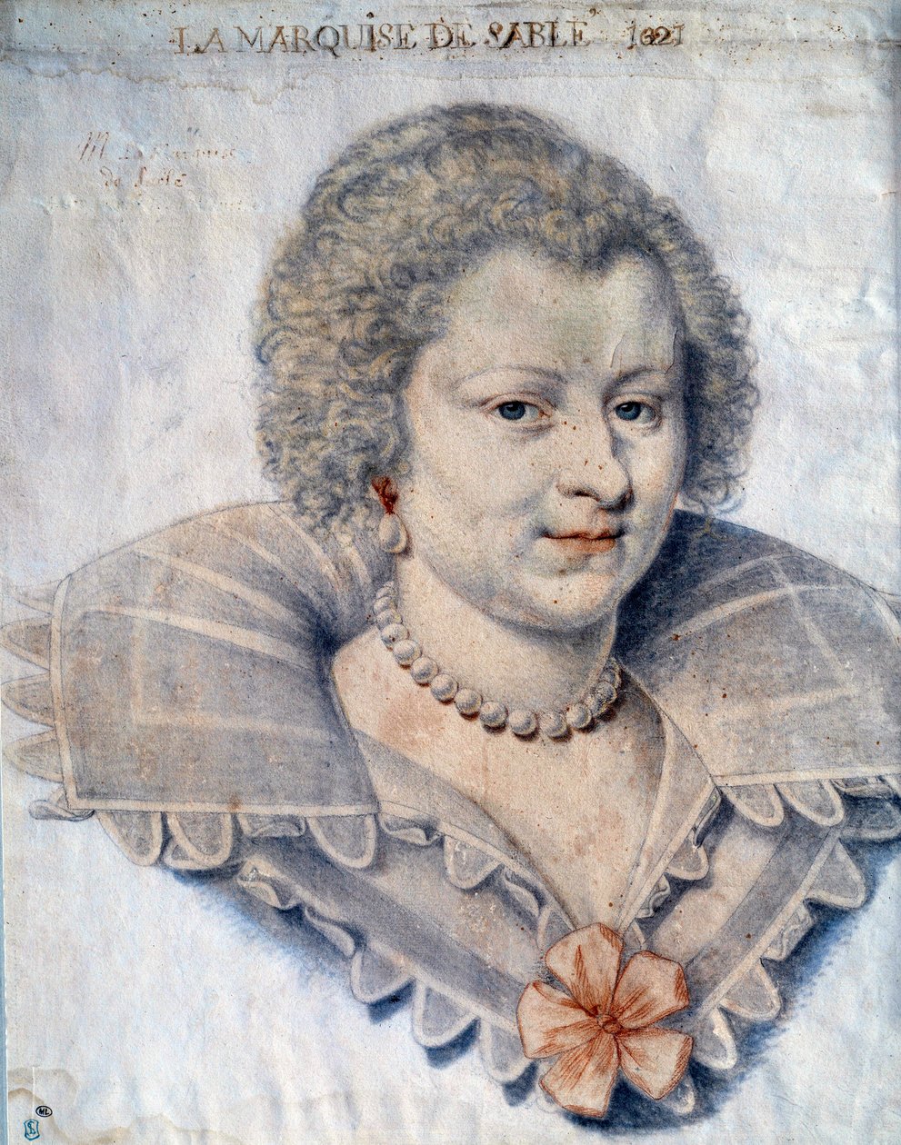Portrait of the woman of letters Magdeleine de Souvre, Marquise de Sable (1599-1678), daughters of Gilles de Souvres, Marquis de Courtenaux” Drawing by Daniel Dumonstier or Dumoustier (1574-1646) 17th century Paris, Musee du Louvre بواسطة أو دوموستييه دانيال دومونستير