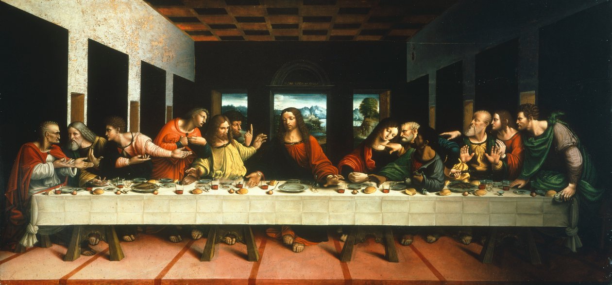 Copy of Last Supper by Leonardo da Vinci, by Cesare Magni (first half of 16th century) بواسطة أو Magno Cesare Magni