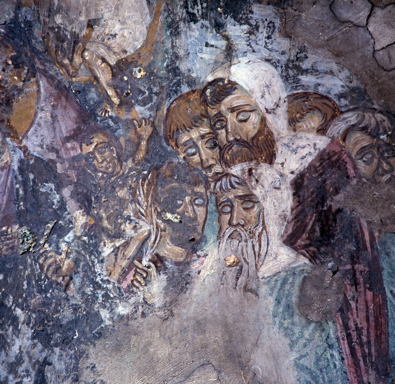 Group of men, fresco in church in Kandanos, Crete, Greece (photo) بواسطة أو Magno Cesare Magni
