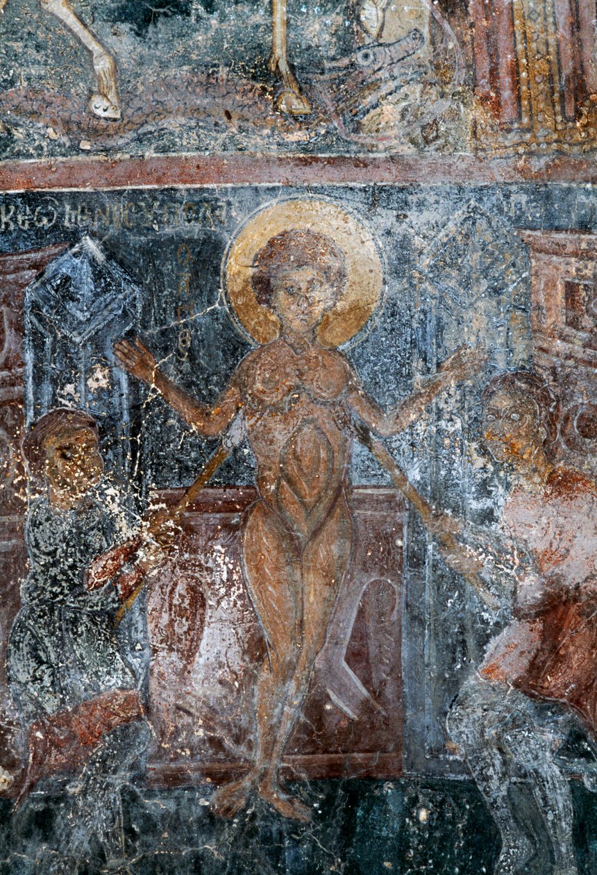 Martyrdom of Christ, fresco in Byzantine church of St George, Komitades, Crete, Greece (photo) بواسطة أو Magno Cesare Magni