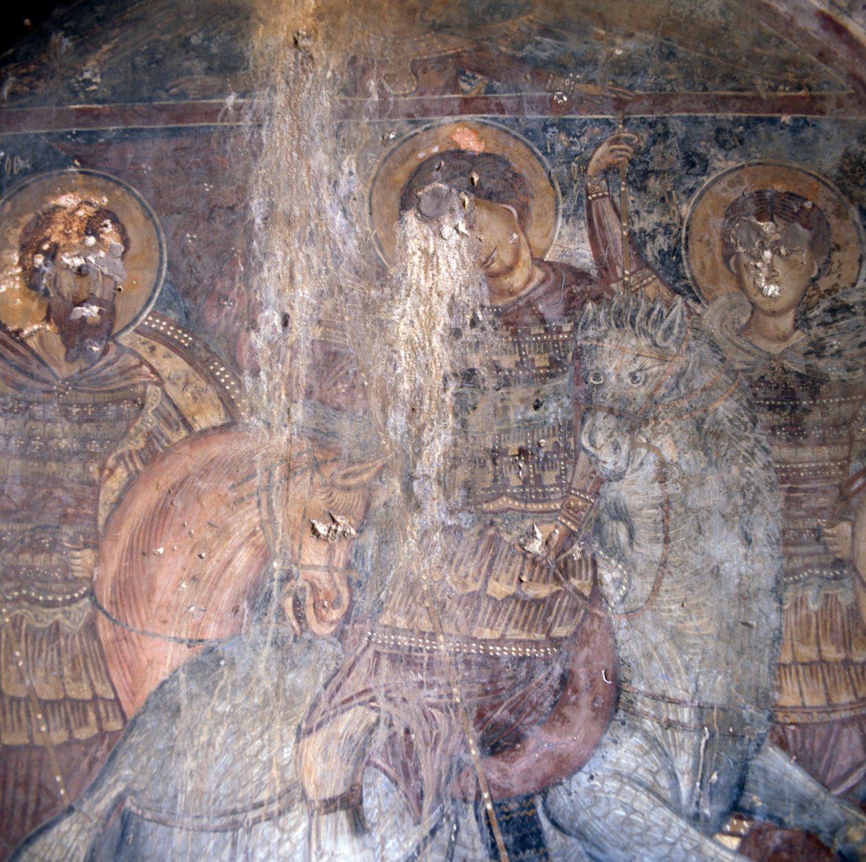 Saints on horseback, fresco in church in Kandanos, Crete, Greece, Detail (photo) بواسطة أو Magno Cesare Magni