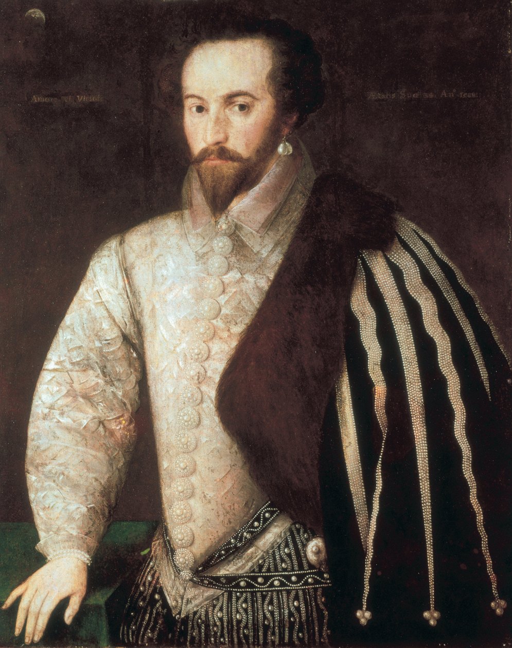 صورة للسير والتر رالي (1554 - 1618). لوحة منسوبة إلى Federico Zuccaro (أو Zuccari) (1549 - 1609). 1588. لندن ، معرض الصور الوطني. بواسطة أو Zuccaro Federico Zuccari