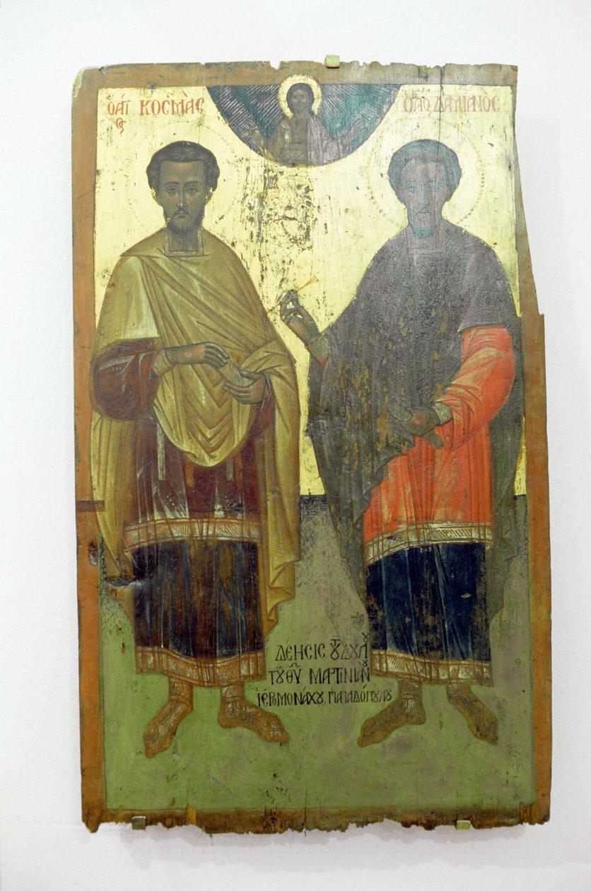 Saints, painting on wood in Arkadi monastery, Crete, Greece (photo) بواسطة غير معروف غير معروف
