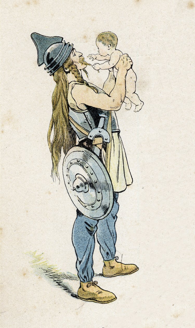 محارب غالي مع طفله. في "" فرنسا ، قصته رواها ج. مونتورجيل ، صورتها جوب "" "1896. مجموعة خاصة. بواسطة اسم مستعار لـ Onfray de Breville Jacques Job