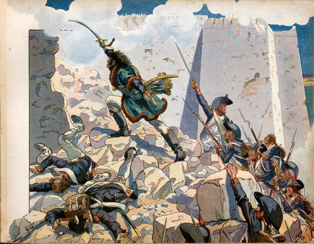 Campaign (Expedition) of Egypt: Joachim Murat (1767-1815) at the siege of Saint John of Acre in Egypt. Engraving by Jacques Marie Gaston Onfray de Breville dit Job (1858-1931) بواسطة اسم مستعار لـ Onfray de Breville Jacques Job