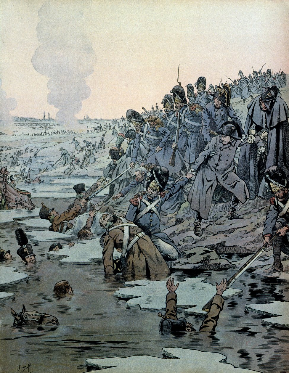 Campaign of Austria (1805): After the Battle of Austerlitz, Napoleon I Bonaparte (1769-1821) and his soldiers saved the Russians from the icy lakes on December 2 بواسطة اسم مستعار لـ Onfray de Breville Jacques Job