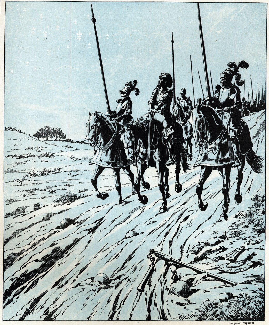 ضاع كل شيء على شرف فرانسوا الأول (1494 - 1547) لأمه بعد هزيمة معركة بافيا عام 1525 ضد تشارلز الخامس (أو تشارلز الخامس 1500-1558). رسم توضيحي لوظيفة (جاك ماري غاستون أونفراي وبريفيل) (جاك ماري) (1858-193 بواسطة اسم مستعار لـ Onfray de Breville Jacques Job