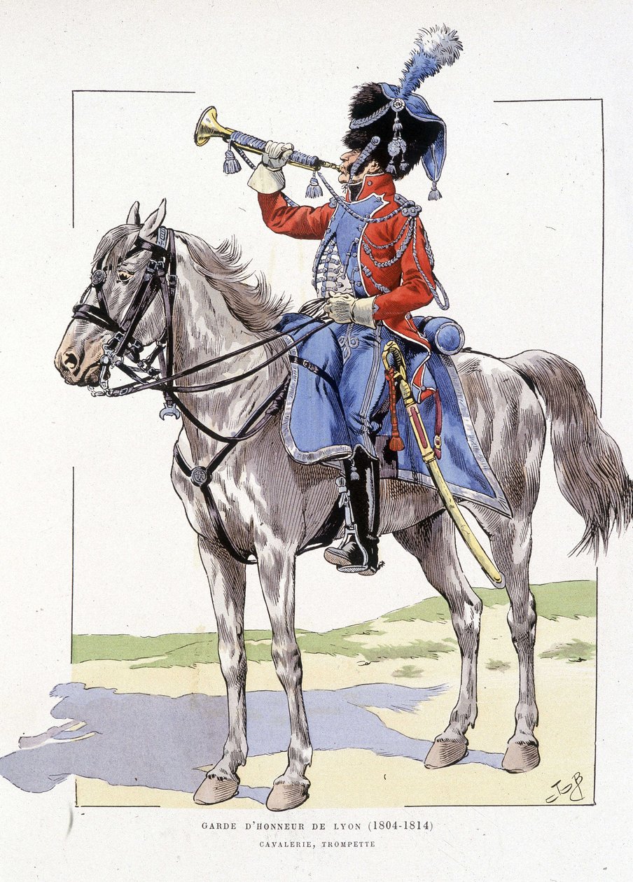 حرس الشرف ليون من 1804 إلى 1814 ، البوق الفارس - في "Hue des troupes de France" ، سوء. دي جوب بواسطة اسم مستعار لـ Onfray de Breville Jacques Job