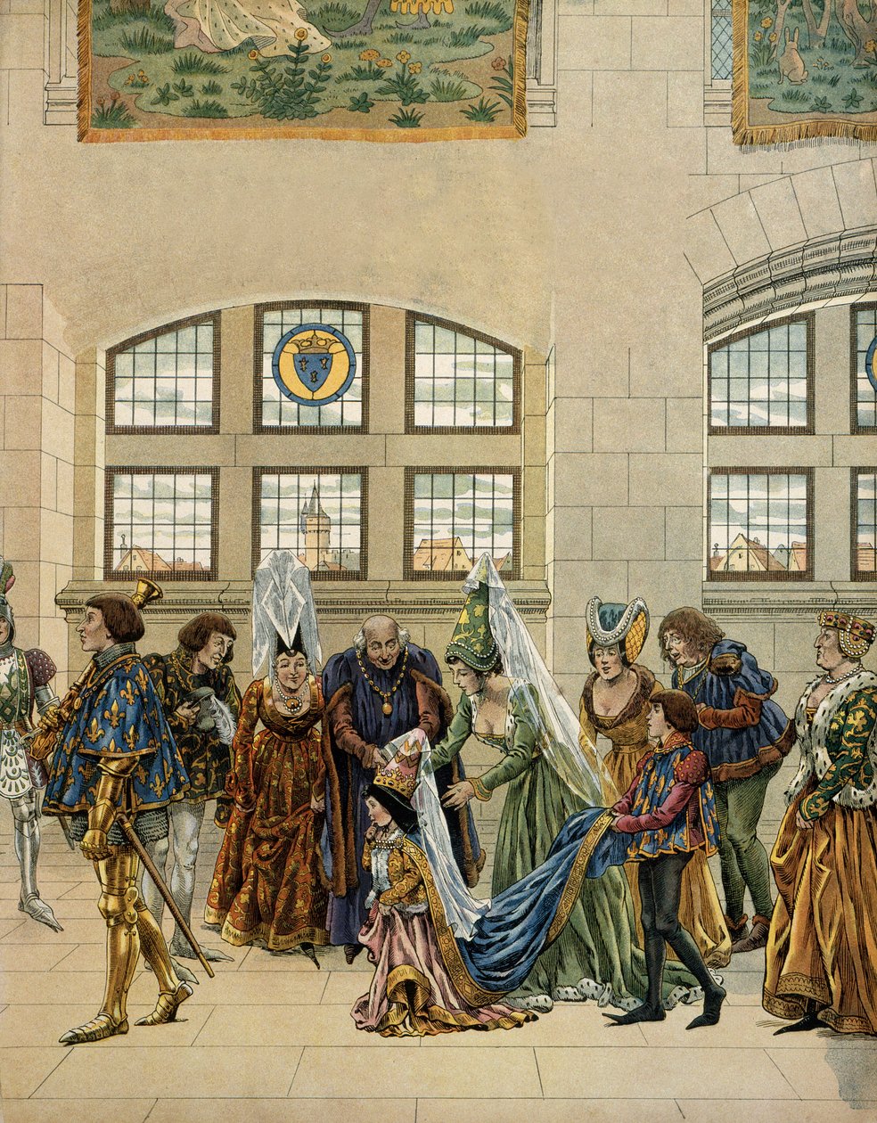 History of France in the Middle Ages (Middle Ages): Marguerite, archduchess of Austria (1480-1530), daughter of Maximilian of Habsburg, the little fiancee of the Dauphin, entered the court of France to be present to the dolphin (who became king of France C بواسطة اسم مستعار لـ Onfray de Breville Jacques Job