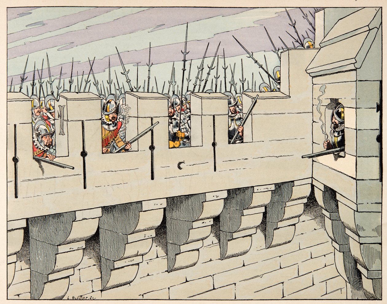 رسم توضيحي مأخوذ من كتاب "Le bon roy Henri" ، الذي رسمه جاك ماري جاستون أونفراي دي بريفيل ديت جوب (1858-1931): الباريسيون يستعدون للدفاع عن المدينة - مجموعة خاصة بواسطة اسم مستعار لـ Onfray de Breville Jacques Job