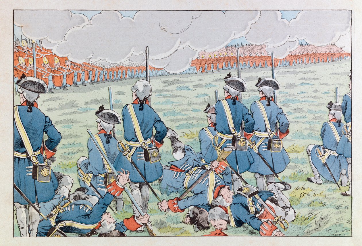 Jacques Marie Gaston Onfray de Breville dit JOB (1858 - 1931); Illustration from the book “Les epees de France”: The Battle of Fontenoy on 11 May 1745; Coll, Part بواسطة اسم مستعار لـ Onfray de Breville Jacques Job