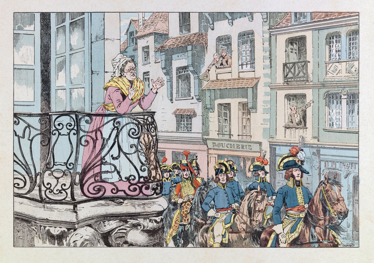 جاك ماري غاستون أونفراي دي بريفيل ديت جوب (1858-1931) ؛ رسم توضيحي من كتاب "Les epees de France": الجنرال لويس لازار هوش (1768-1797) يتنجس على رأس قواته ؛ كول ، جزء بواسطة اسم مستعار لـ Onfray de Breville Jacques Job