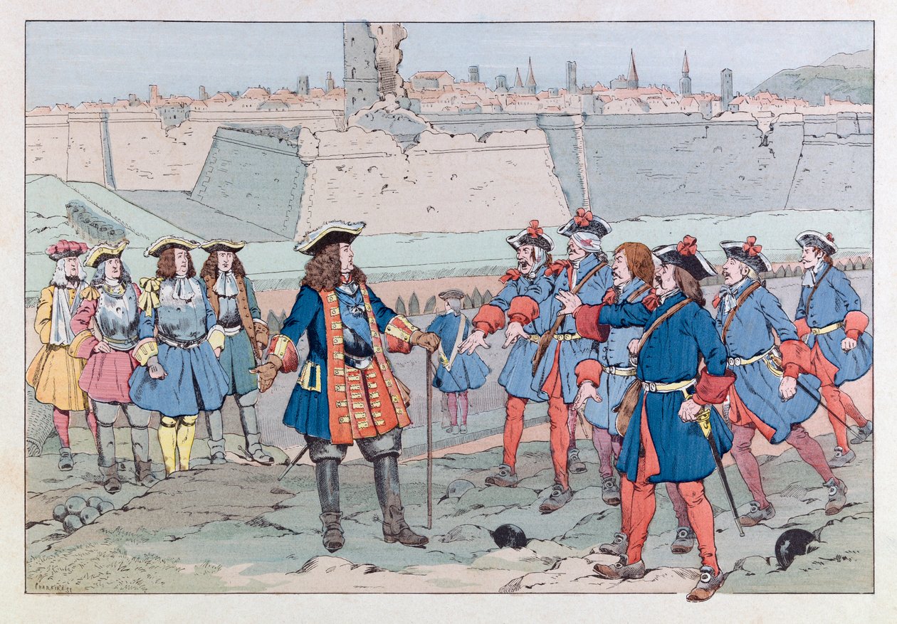 جاك ماري غاستون أونفراي دي بريفيل ديت جوب (1858-1931) ؛ رسم توضيحي مأخوذ من كتاب "Les epees de France": استولى Le marechal de Villars على مدينة Douai في 27 أغسطس بواسطة اسم مستعار لـ Onfray de Breville Jacques Job