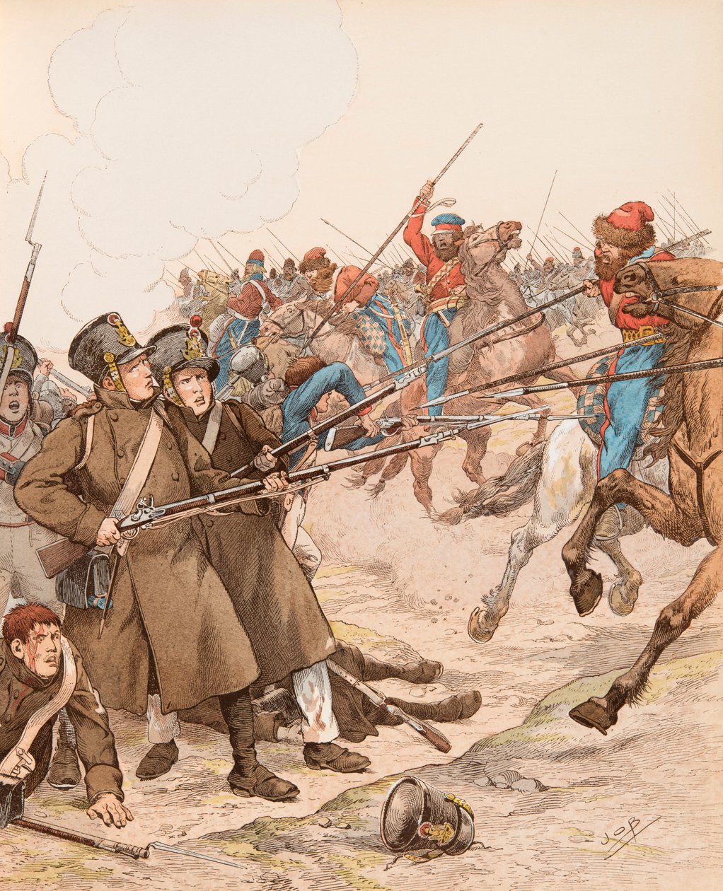 جاك ماري جاستون Onfroy de Breville dit JOB (1858-1931) - أطلق الجيش الفرنسي خلال حملات نابليون على ماري لويز عام 1815 محاربة القوزاق ، مجموعة خاصة بواسطة اسم مستعار لـ Onfray de Breville Jacques Job