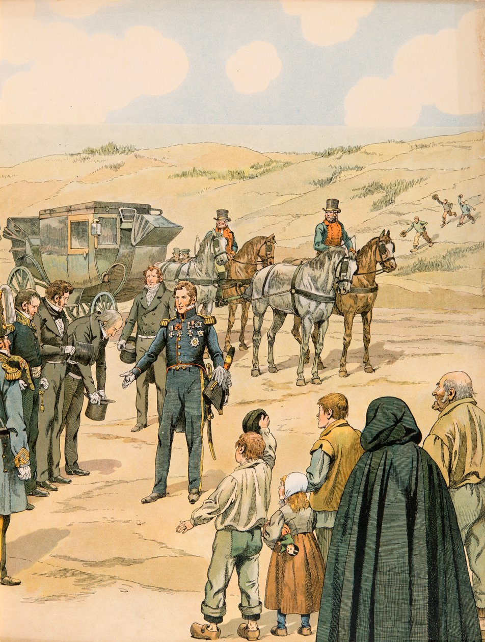 جاك ماري جاستون Onfroy de Breville dit JOB (1858-1931) - تاريخ بلجيكا: ليوبولد 1 ، إيه (1790 - 1865) أمير ساكسونيا كوبورغ - تم الترحيب بجوثا في لا بان من قبل السلطات البلجيكية في 17 يوليو بواسطة اسم مستعار لـ Onfray de Breville Jacques Job