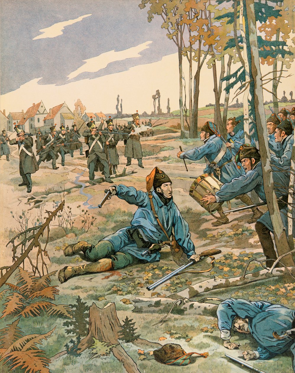 جاك ماري غاستون أونفروي دي بريفيل ديت JOB (1858-1931) - تاريخ بلجيكا: معركة بيرشم ليز أنتويرب ، أصيب فريدريك دي ميرود (1792-1830) بجروح قاتلة أثناء قتاله للجيش الهولندي في 24 أكتوبر. بواسطة اسم مستعار لـ Onfray de Breville Jacques Job