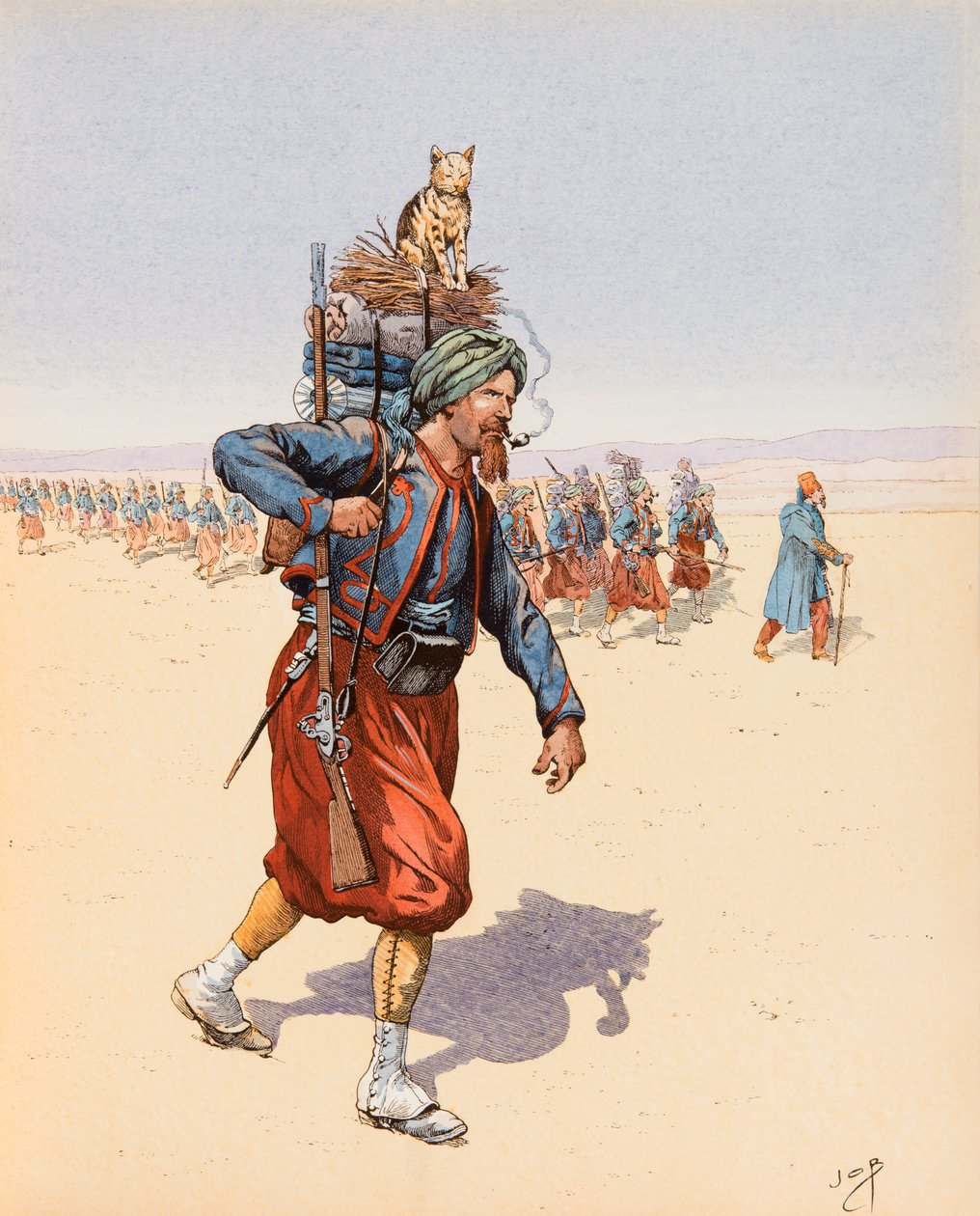 جاك ماري غاستون Onfroy de Breville dit JOB (1858-1931) - Le Zouzou (Zouave on the expedition in the Desert)، Private Collection بواسطة اسم مستعار لـ Onfray de Breville Jacques Job