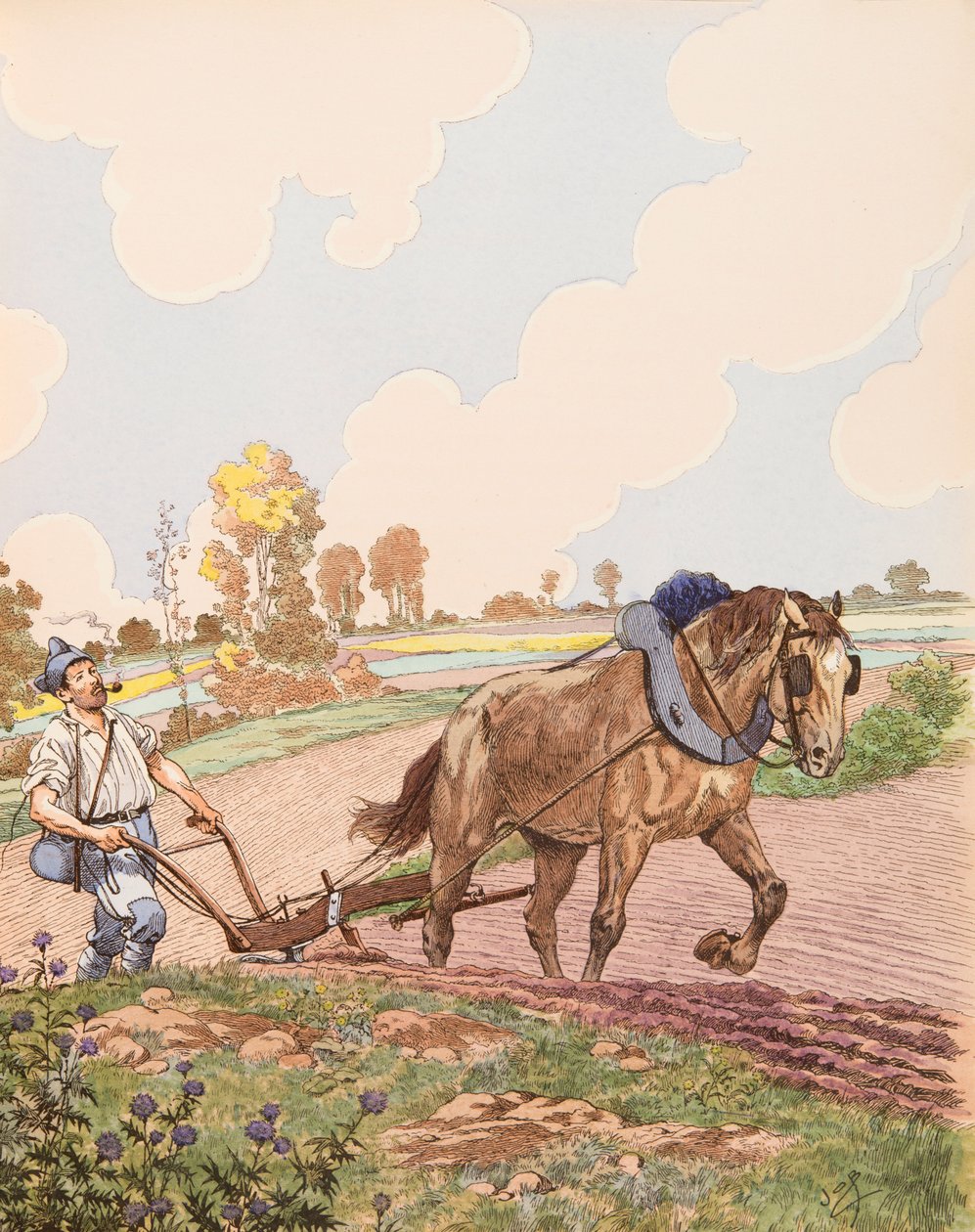 جاك ماري جاستون Onfroy de Breville dit JOB (1858-1931) - Le retour à la terre (الجيش الفرنسي يعود إلى مجاله بعد نهاية الحرب العالمية الأولى) ، مجموعة خاصة بواسطة اسم مستعار لـ Onfray de Breville Jacques Job