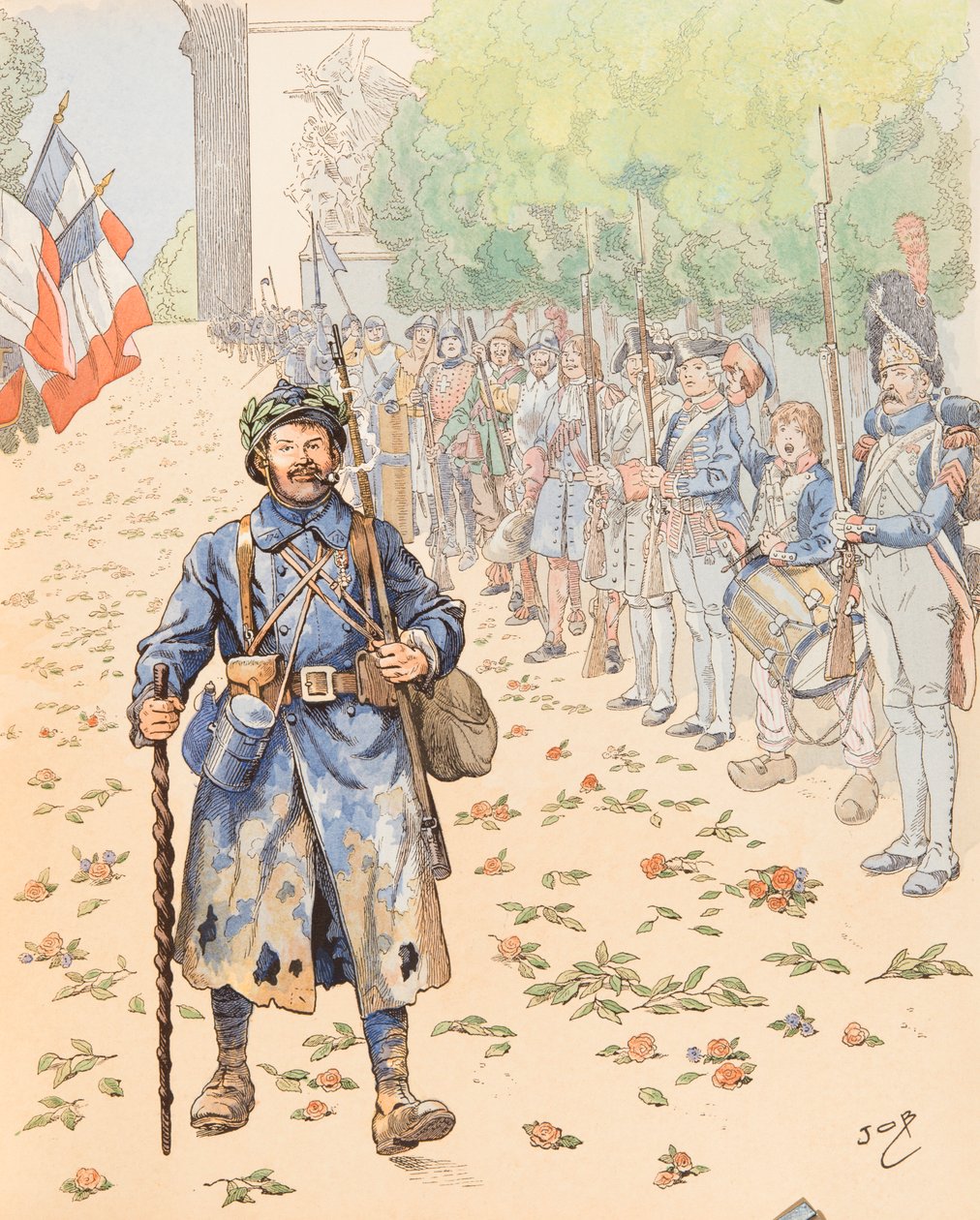 جاك ماري غاستون Onfroy de Breville dit JOB (1858-1931) - Le triumphe du poilu (رمزية للجيش الفرنسي تحيي المشعر) ، Collection privee بواسطة اسم مستعار لـ Onfray de Breville Jacques Job