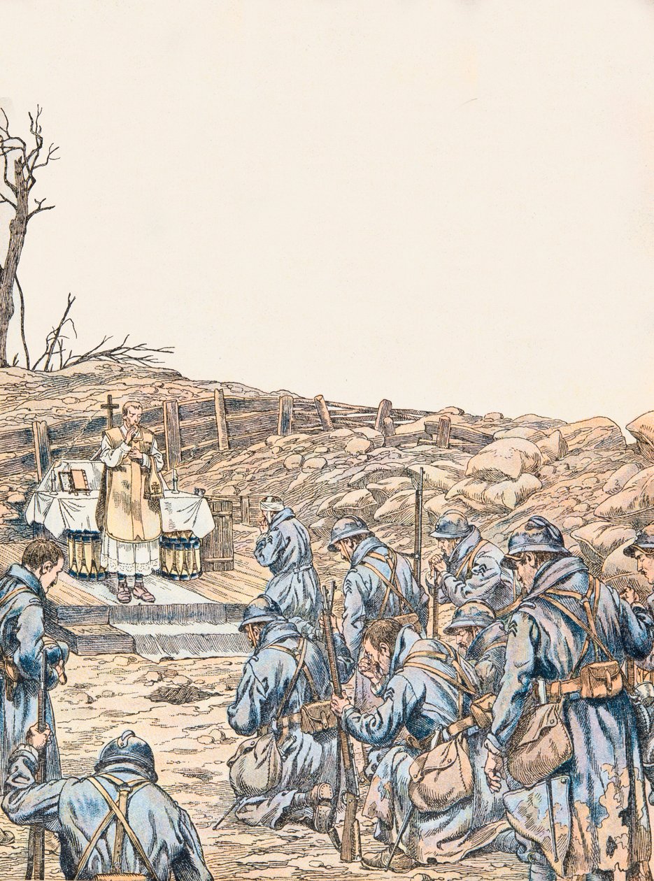 جاك ماري غاستون Onfroy de Breville dit JOB (1858-1931) - قداس قدم في خندق خلال الحرب العالمية الأولى ، مجموعة خاصة بواسطة اسم مستعار لـ Onfray de Breville Jacques Job