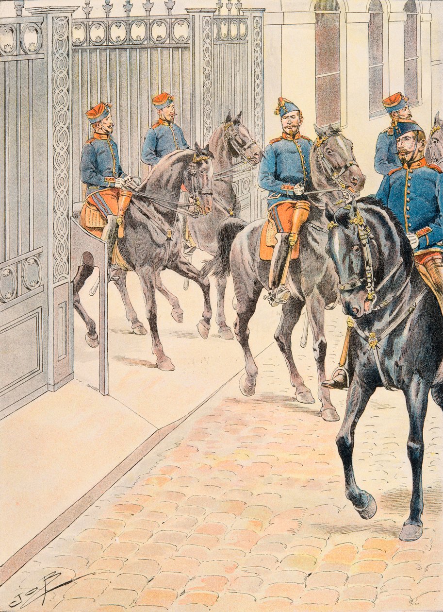 جاك ماري غاستون أونفروي دي بريفيل ديت جوب (1858-1931) - زي القوات الفرنسية في جميع الأوقات: مائة جاردز (الإمبراطورية الثانية) ، مجموعة خاصة بواسطة اسم مستعار لـ Onfray de Breville Jacques Job