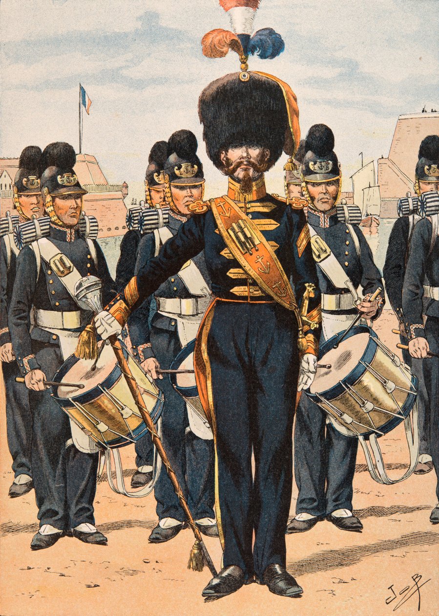 جاك ماري جاستون Onfroy de Breville dit JOB (1858-1931) - زي القوات الفرنسية في جميع الأوقات: Drum Major of Fleet Crews (1837) ، Private Collection بواسطة اسم مستعار لـ Onfray de Breville Jacques Job