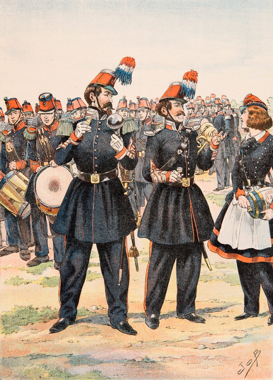 Jacques Marie Gaston Onfroy de Breville dit JOB (1858-1931) - Outfit of the French troops at all times: Tambour Major, conductor of music and cantiniere of the Moblie Guard بواسطة اسم مستعار لـ Onfray de Breville Jacques Job