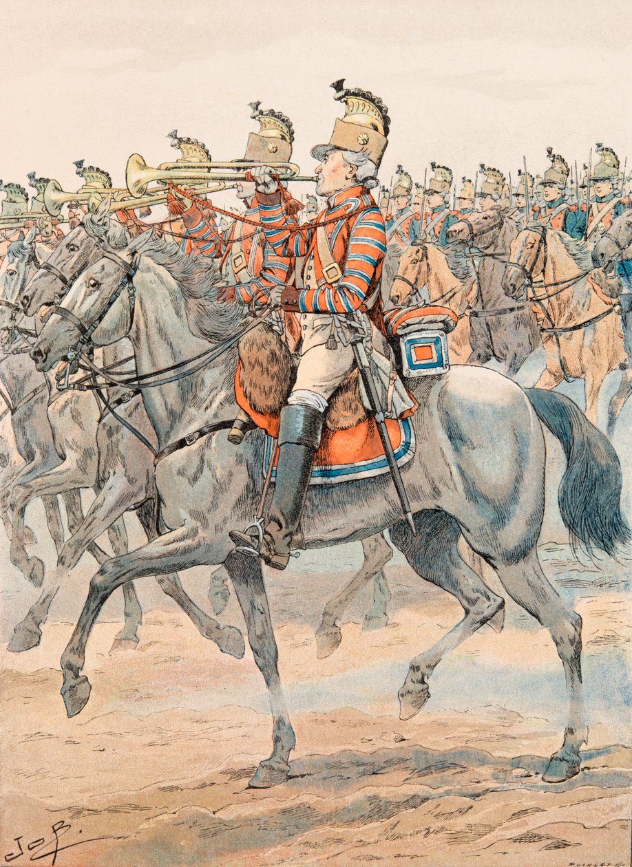 جاك ماري جاستون Onfroy de Breville dit JOB (1858-1931) - زي القوات الفرنسية في جميع الأوقات: بوق فوج أورليانز - التنينات (1781) ، مجموعة خاصة بواسطة اسم مستعار لـ Onfray de Breville Jacques Job