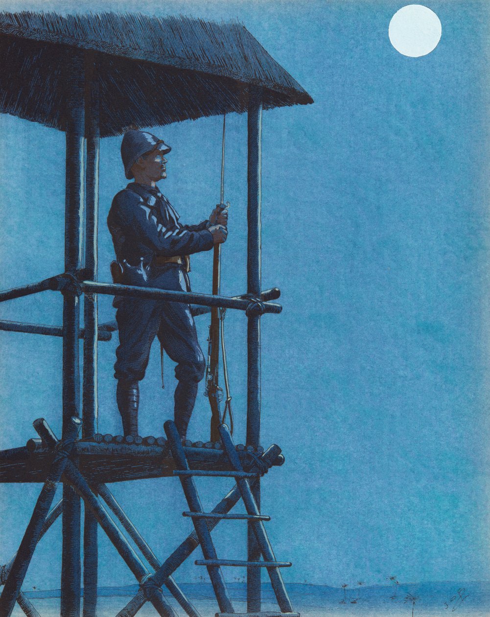 Jacques Marie Gaston Onfroy de Breville dit JOB (1858-1931) - The Porsouin (Navy Infantry Soldier on Guard), Private Collection بواسطة اسم مستعار لـ Onfray de Breville Jacques Job