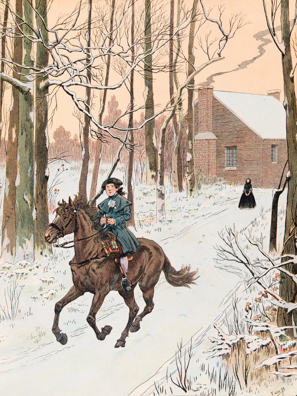 Jacques Marie Gaston Onfroy de Breville dit JOB (1858-1931) - Young George Washington (1732 - 1799) left the family home in 1740 for the Old Field School, Private Collection بواسطة اسم مستعار لـ Onfray de Breville Jacques Job