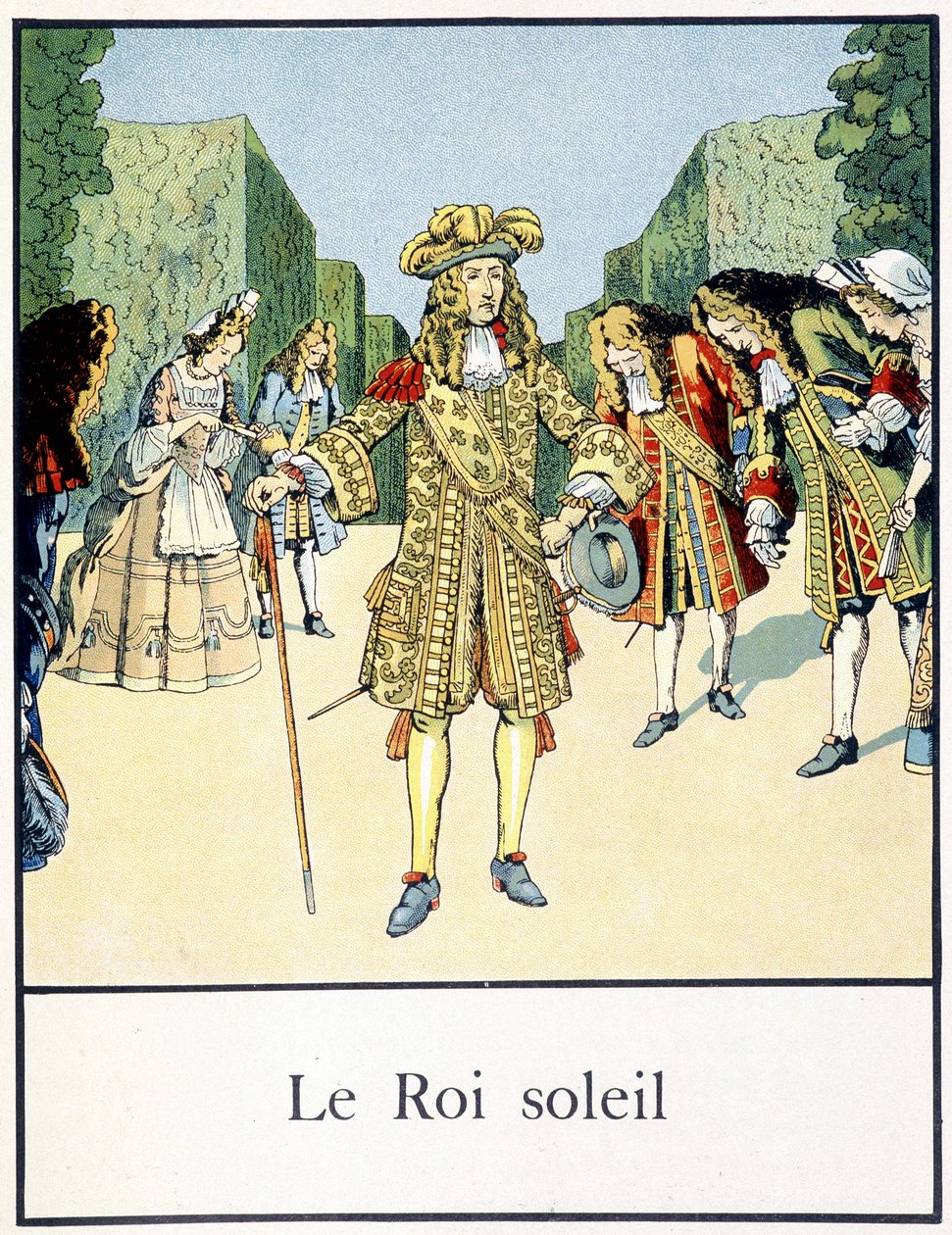 Le Roi Soleil (لويس الرابع عشر في حدائق فرساي محاطًا بساحته) - في "Petite Histoire de France" بقلم Jacques Bainville ، محرر. ماني بواسطة اسم مستعار لـ Onfray de Breville Jacques Job