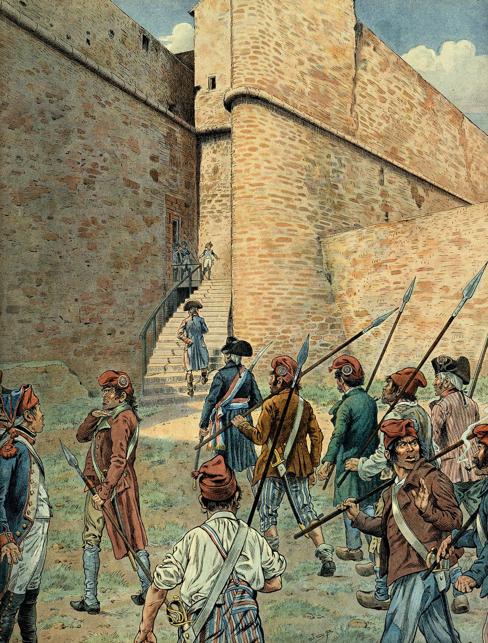 قام نابليون بونابرت (1769-1821) باستكشاف ساحة الحصن في أنتيبس في 10 أغسطس. بواسطة اسم مستعار لـ Onfray de Breville Jacques Job