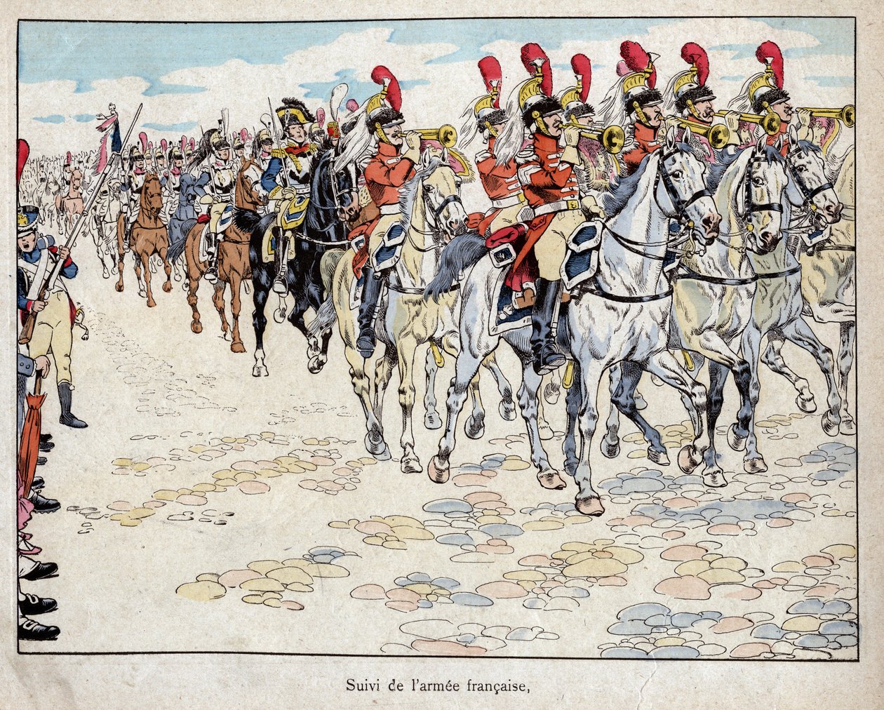 دخول الجيش الفرنسي برلين ، 27 أكتوبر 1806 - طباعة حجرية بواسطة Job (Jacques Onfroy de Breville) من "" Le Grand Napoleon des Petites Enfants "" "1893 بواسطة اسم مستعار لـ Onfray de Breville Jacques Job