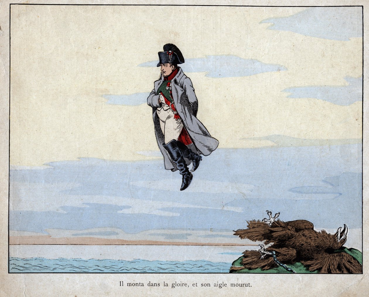 وفاة نابليون ، 5 مايو 1821 - طباعة حجرية بواسطة Job (Jacques Onfroy de Breville) من "Le Grand Napoleon des Petites Enfants" "" 1893 بواسطة اسم مستعار لـ Onfray de Breville Jacques Job